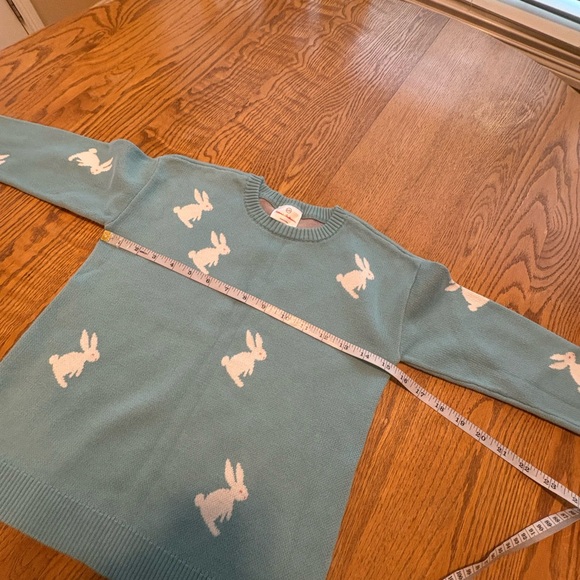 Hanna Andersson 120 US 6 Girls Turquoise Ski Bunny Sweater EUC - Picture 6 of 7